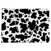 黒モダン牛の肌の質感アニマルプリント ラージペーパーバッグ (裏面)