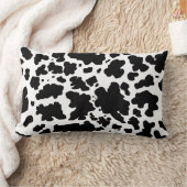 黒モダン牛スキンプリント ランバークッション (ブランケット)