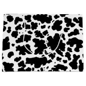 黒モダン牛スキンロデオアニマルプリント ラージペーパーバッグ (正面)