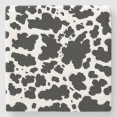 黒モダン牛スポットプリントカウボーイ農家 ストーンコースター (正面)