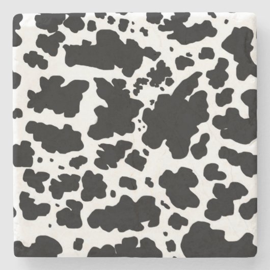 黒モダン牛スポットプリントカウボーイ農家 ストーンコースター (正面)