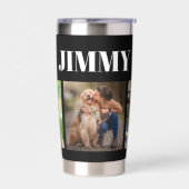 黒モダン犬のオーナーギフト3 Photo Collage 保温保冷タンブラー (左面)