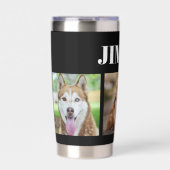 黒モダン犬のオーナーギフト3 Photo Collage 保温保冷タンブラー (正面)