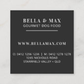 黒モダン犬の骨パターン上のモノグラムブラック スクエア名刺 (裏面)