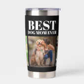 黒モダン犬最高のの母の過去3写真コラージュ 保温保冷タンブラー (左面)
