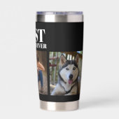 黒モダン犬最高のの母の過去3写真コラージュ 保温保冷タンブラー (背面)