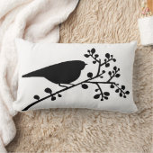 黒モダン独身の鳥と果実{色を選ぶ} ランバークッション (ブランケット)