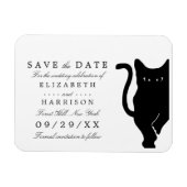 黒モダン猫お洒落の結婚式の日付を保存 マグネット (横)