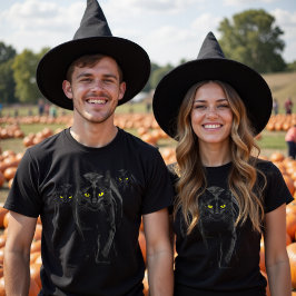 黒モダン猫不気味影ゴシック超自然的 Tシャツ