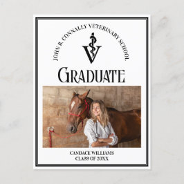 黒モダン獣医学校の写真卒業 ポストカード