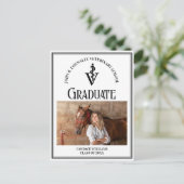 黒モダン獣医学校の写真卒業 ポストカード (スタンド正面)