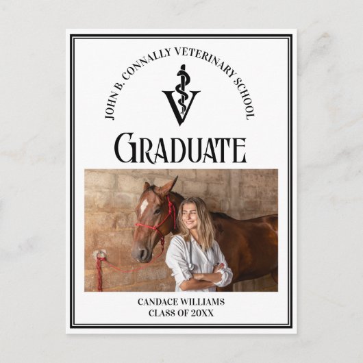 黒モダン獣医学校の写真卒業 ポストカード (正面)