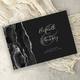 黒モダン瑪瑙シルバースクリプトダーク ゲストブック