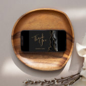 黒モダン瑪瑙金ゴールドダーク結婚の感謝 カード