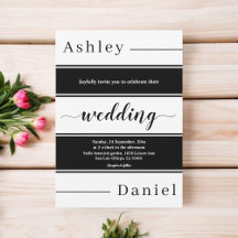 黒モダン白と白のストライプエレガントな結婚式