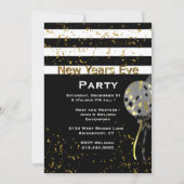 黒モダン白と金ゴールドの大晦日パーティー 招待状 (正面)