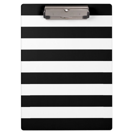 黒モダン白のはっきりしたストライプ クリップボード (正面)