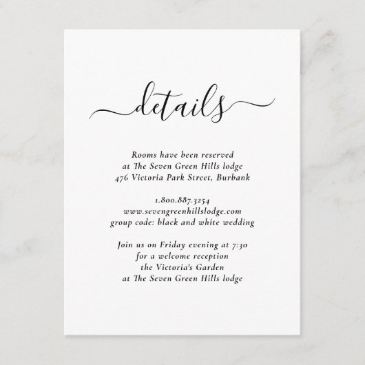 黒モダン白のエンク結婚ロージャカード エンクロージャーカード (正面)