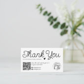 黒モダン白のオーダ感謝していーQrコード 名刺 (スタンド正面)