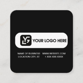 黒モダン白のカスタムロゴ スクエア名刺