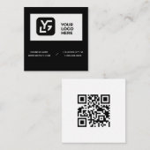 黒モダン白のカスタムロゴ スクエア名刺 (正面/裏面)