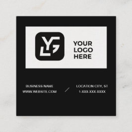 黒モダン白のカスタムロゴ スクエア名刺