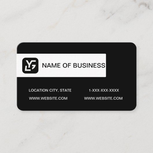 黒モダン白のカスタムロゴ 名刺 (正面)