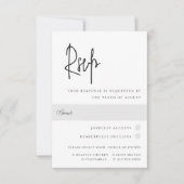 黒モダン白のスクリプ結婚トの食事の選択 出欠カード (正面)