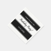 黒モダン白のストライプ誕生日 スタンダードカクテルナプキン (角)
