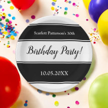 黒モダン白のストライプ誕生日