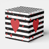 黒モダン白のストライプ赤いハート フェイバーボックス (裏面サイド)
