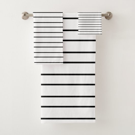 黒モダン白のストライプ バスタオルセット (インサイチュ)