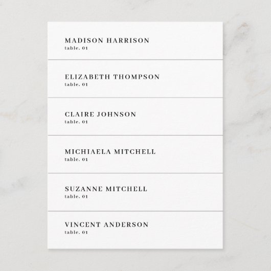 黒モダン白のテー結婚ブル名札DIY 招待状 (正面)