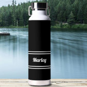 黒モダン白のミニマルスタイリッシュクラシック名 ウォーターボトル
