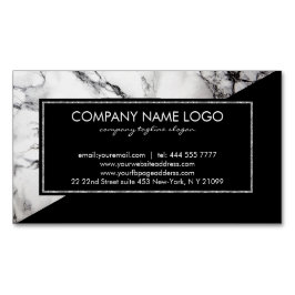 黒モダン白の三角石 マグネット名刺