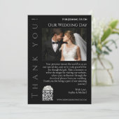 黒モダン白の写真結婚ありがとう 招待状 (スタンド正面)