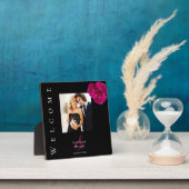 黒モダン白の写結婚真の看板 フォトプラーク (インサイチュ)