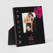 黒モダン白の写結婚真の看板 フォトプラーク (正面)