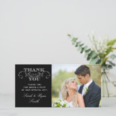 黒モダン白の写結婚真サンキューカード サンキューカード (スタンド正面)