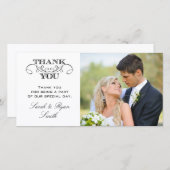 黒モダン白の写結婚真サンキューカード サンキューカード (正面/裏面)