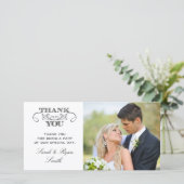 黒モダン白の写結婚真サンキューカード サンキューカード (スタンド正面)