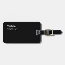 黒モダン白の名前アドレス荷物タグ ラゲッジタグ