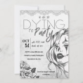 黒モダン白の大人フェミニンハロウィーン 招待状 (正面)