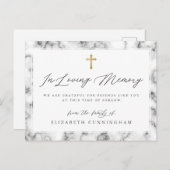 黒モダン白の大理石クロスフェイクメモリアル ポストカード (正面/裏面)