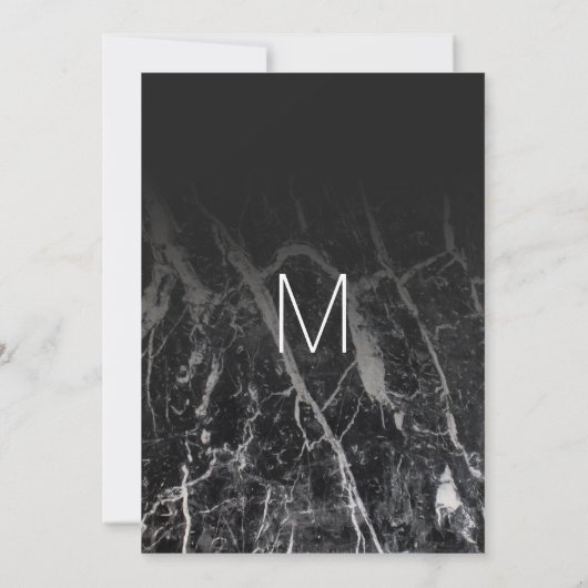 黒モダン白の大理石結婚式招待状 招待状 (裏面)