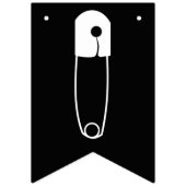 黒モダン白の安全ピンランドリールーム バンティングフラッグ (第2の旗)