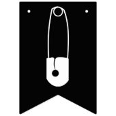 黒モダン白の安全ピンランドリールーム バンティングフラッグ (第3の旗)