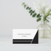 黒モダン白の幾何ミニマル図形 名刺 (スタンド正面)