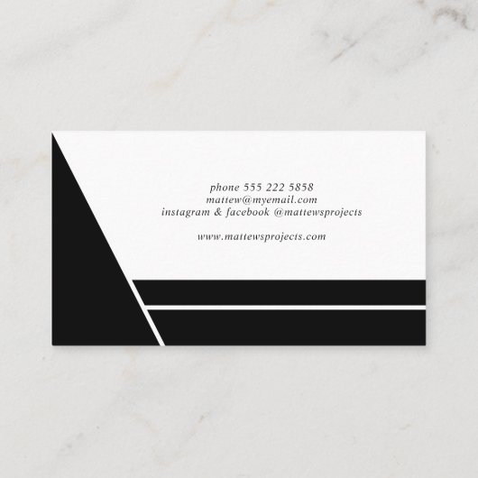 黒モダン白の幾何ミニマル図形 名刺 (裏面)