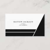 黒モダン白の幾何ミニマル図形 名刺 (正面)